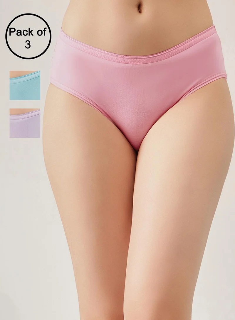 كلوفيا Pack of 3 Mid Waist Hipster Panties - Cotton